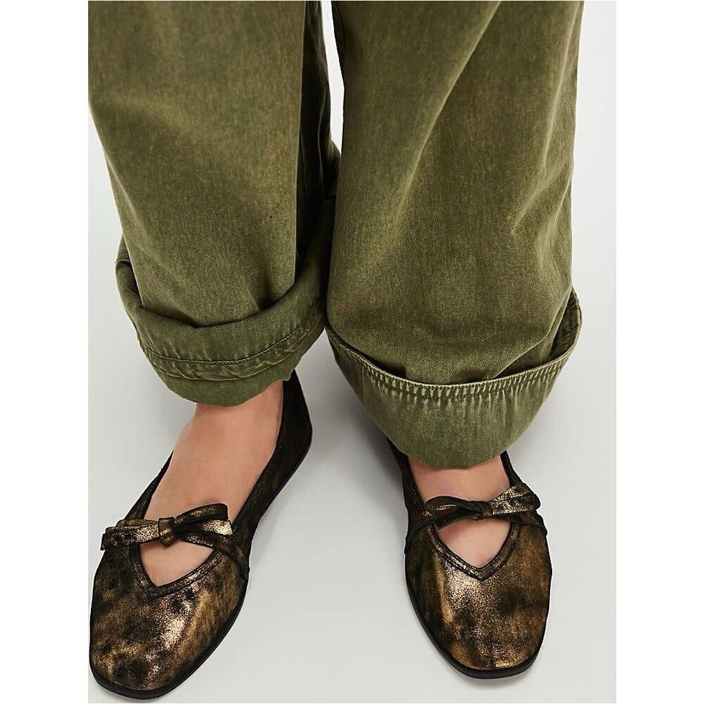 Free People Mania Leather Bow Flats 8